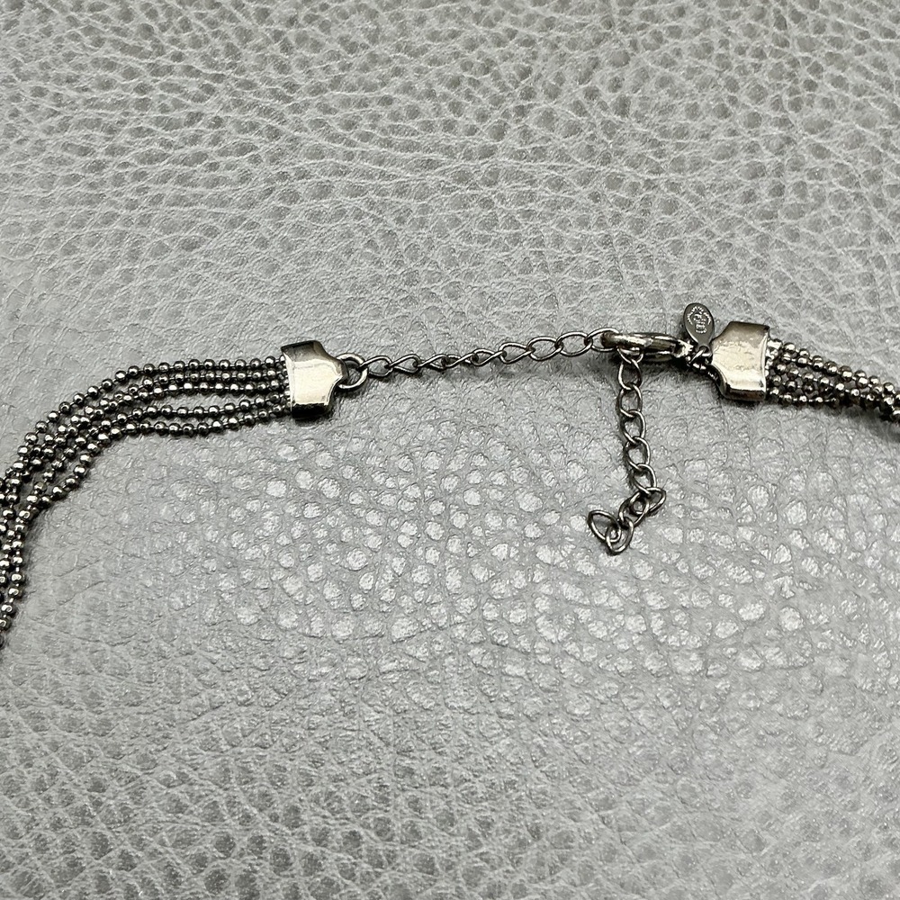 Premier Designs Necklace Multistrand Layered Black Bead Gunmetal Bib Adjustable - Picture 6 of 8